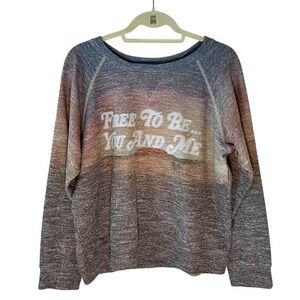 MOTHER Multicolor Heathered Crewneck Sweatshirt - Gray, Blue, Brown